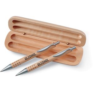 DEMOIN Elegant Wooden Box Pen and Pencil Gift Set