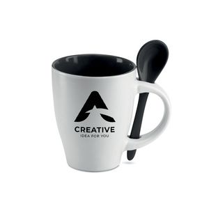 DUAL Elegant Bicolour Ceramic Mug with Matching Spoon