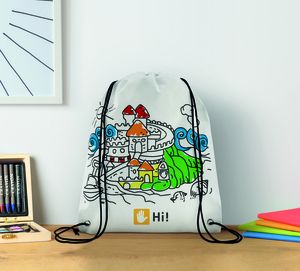 CARRYDRAW Kids Color-In Drawstring Bag with Markers