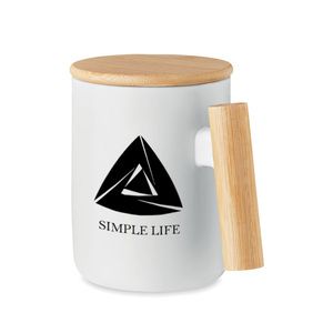 MAJEST Elegant Porcelain Mug with Bamboo Lid and Handle
