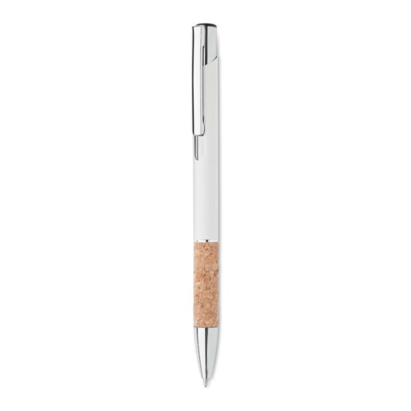 VERIA Elegant Aluminium Pen with Cork Grip and Blue Ink - GiftRetail MO2158