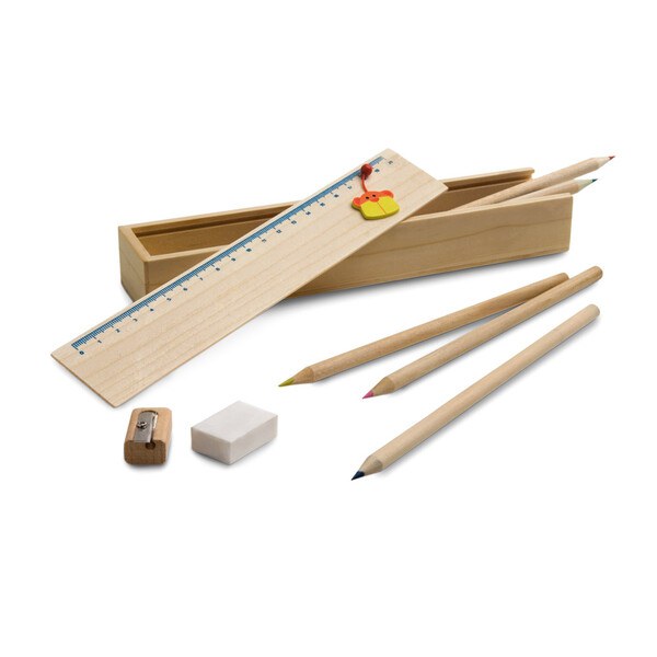 Wooden pencil box set with ruler - Egotier 91756