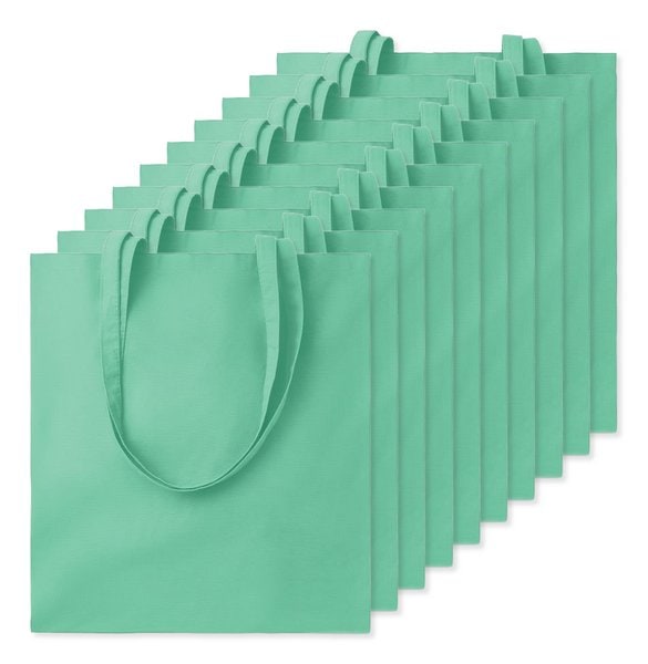 Pack of 10 GiftRetail MO9268 - COTTONEL COLOUR Eco-Friendly 140gsm Cotton Shopping Tote Bag