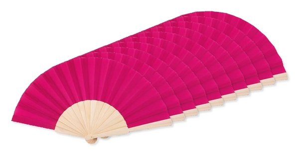 Pack of 10 GiftRetail MO9532 - FANNY WOOD Elegant Wooden Hand Fan with Polyester Fabric