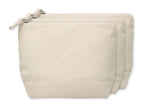 Pack of 3 GiftRetail MO9815 - KLEUREN Stylish Two-Tone Cotton Cosmetic Bag with Zipper