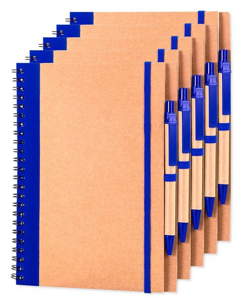Pack of 5 Goya 30108 - A5 Cardboard Notebook with Pen & Elastic RECIKLA