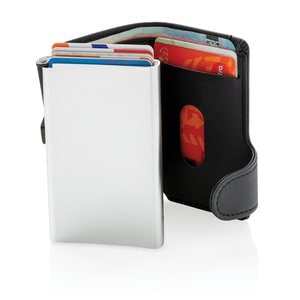 XD Collection P850.34 - Standard aluminium RFID cardholder with PU wallet