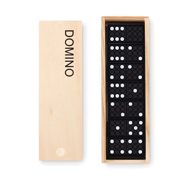 Premium Wooden Box Domino Set - 28 Pieces - GiftRetail MO9188