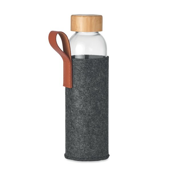 THAI Eco-Friendly Glass Bottle with Bamboo Lid and Pouch - GiftRetail MO6800