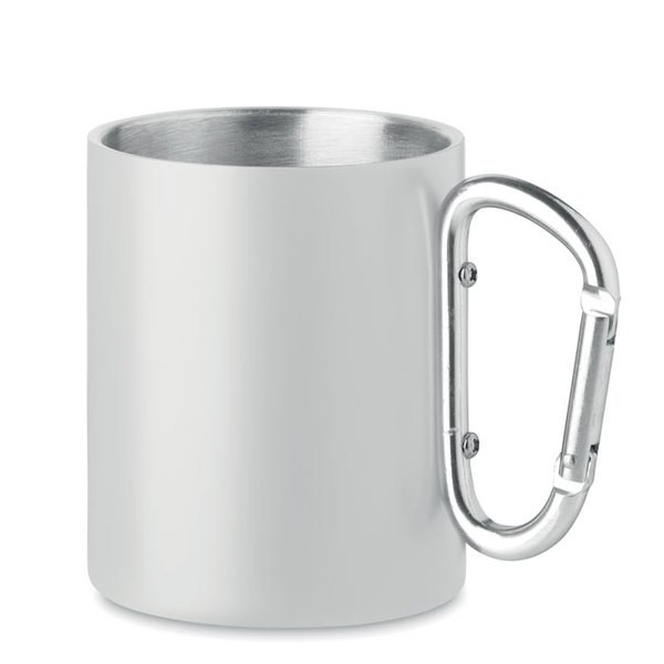 AROM Vintage Stainless Steel Mug with Carabiner Handle - GiftRetail MO6918