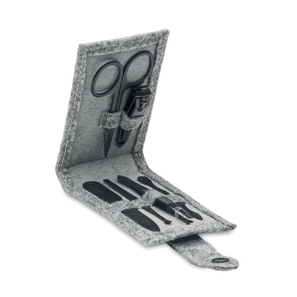 NAILKIT FELT RPET Eco-Friendly 6 Piece Stainless Manicure Set in RPET Pouch - GiftRetail MO2140