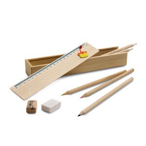 Wooden pencil box set with ruler - Egotier 91756