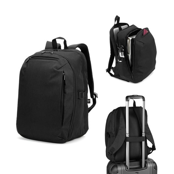 Backpack with one full opening compartment in high density 300D recycled polyester 16" - Egotier 92540