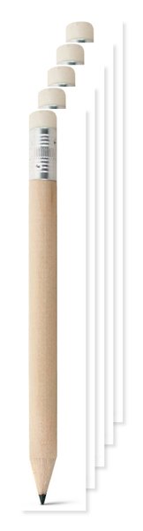 Pack of 5 Egotier 91759 - HB mini pencil with eraser