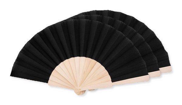 Pack of 3 GiftRetail MO9532 - FANNY WOOD Elegant Wooden Hand Fan with Polyester Fabric