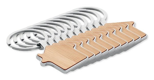 BURNIE Eco-Friendly Bamboo and Metal House Key Ring