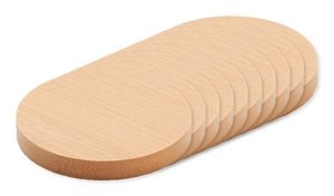 Pack of 10 GiftRetail MO9926 - DAKAI Eco-Friendly Bamboo Bottle Opener and Coaster Combo
