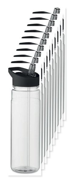 Pack of 10 GiftRetail MO6467 - ALABAMA RPET Eco-Friendly 650ml RPET Bottle with Flip Lid and Straw
