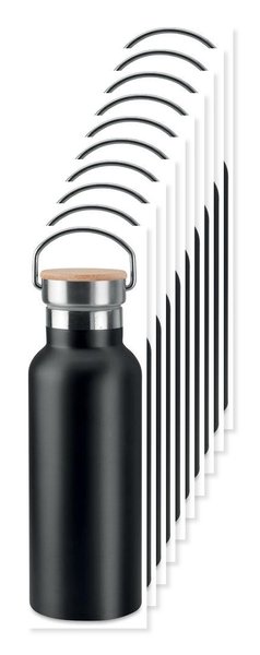 Pack of 10 GiftRetail MO9431 - HELSINKI 500ml Bamboo Lid Insulated Flask